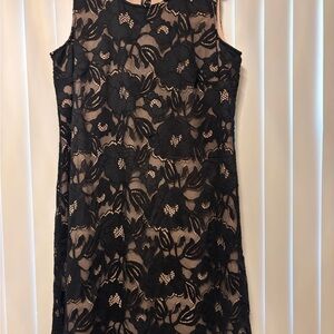 Nine West Black Floral Lace Midi Dress